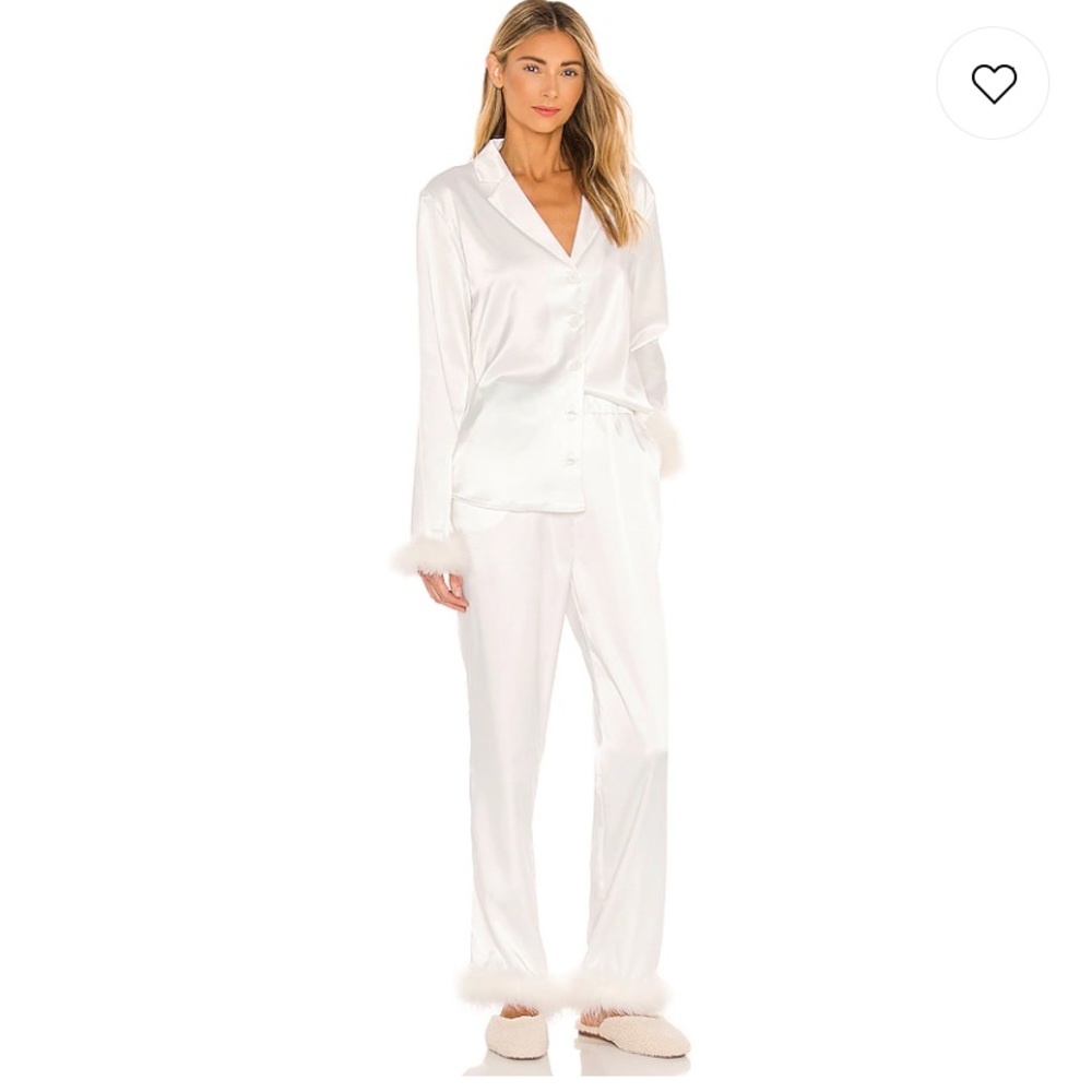 Sky feather pajama set in white from Revolve.